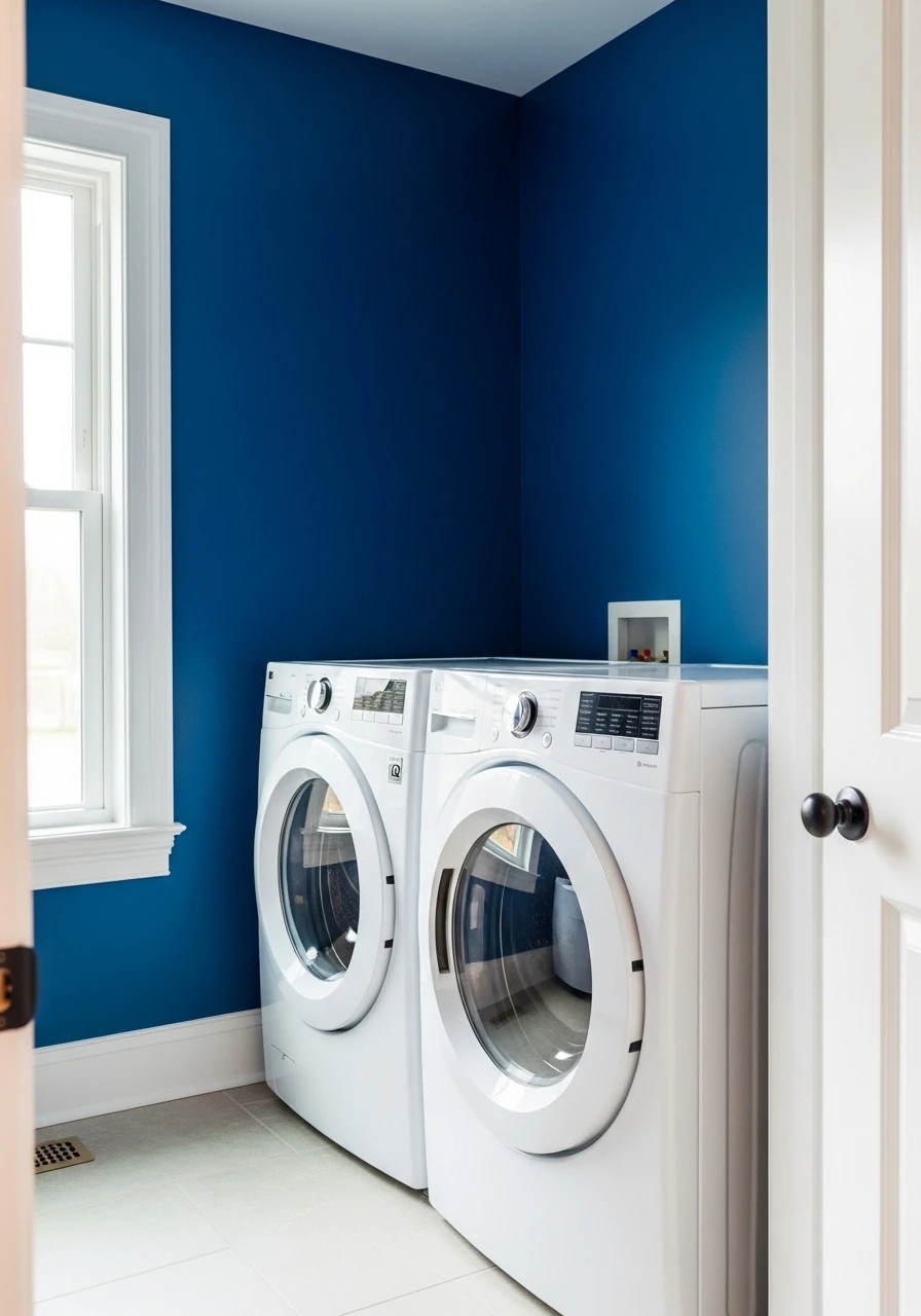 Royal Blue Elegant Contrast - The Best Laundry Room Paint Colors for a High-End Look (On a Budget!)