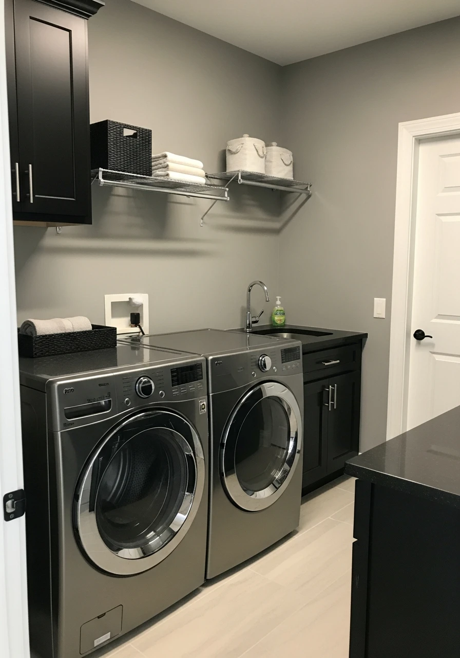 Medium Gray Modern Utility - The Best Laundry Room Paint Colors for a High-End Look (On a Budget!)