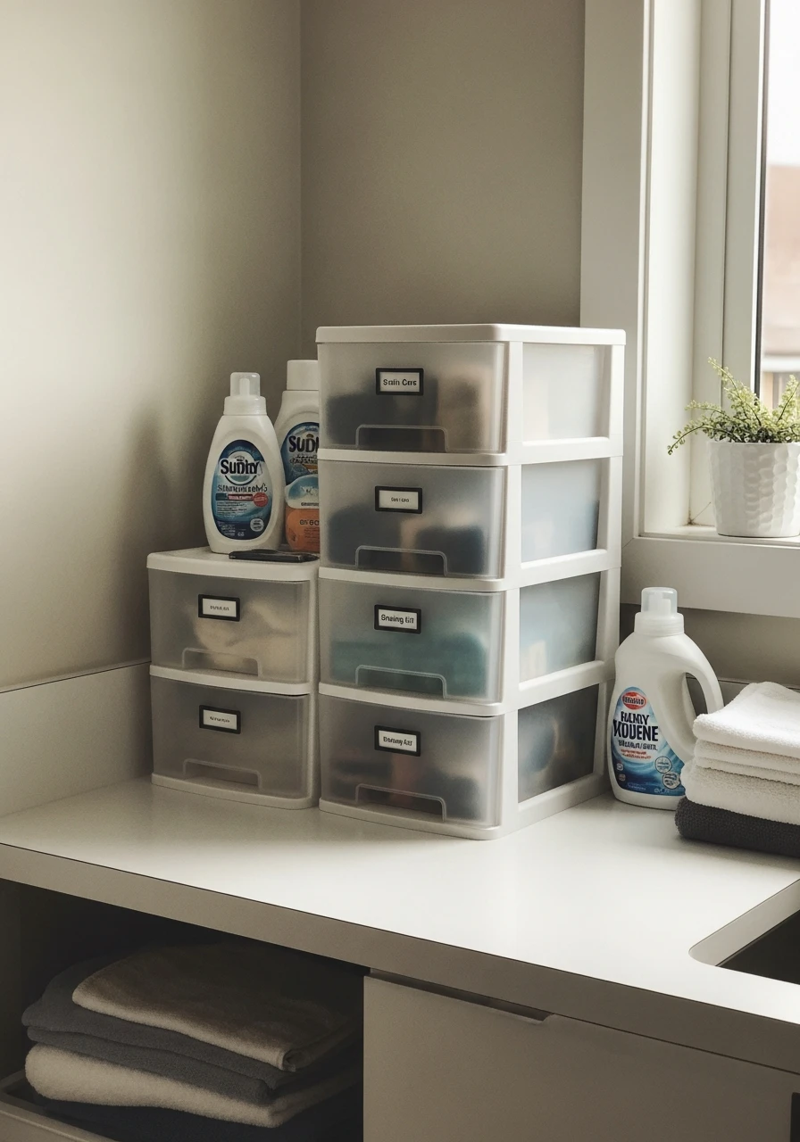Tiered Plastic Drawers - 45 Smart Laundry Room Storage Ideas That Look High-End