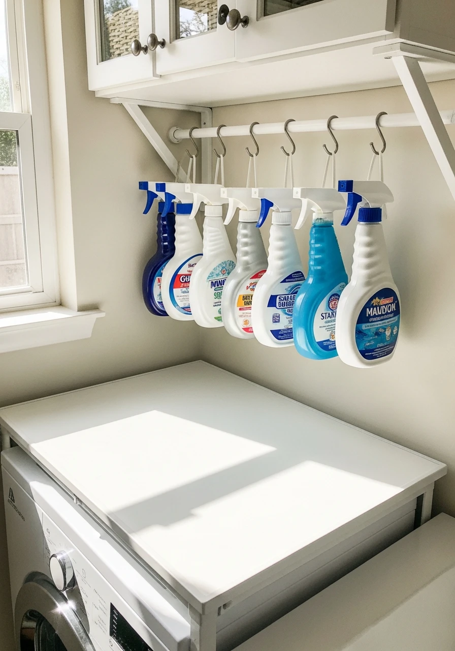 Labeled Bottle Holders - 45 Smart Laundry Room Storage Ideas That Look High-End