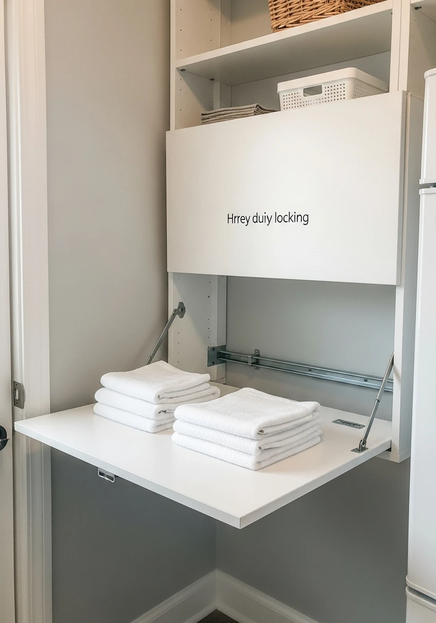 Fold-Up Wall Table - 45 Smart Laundry Room Storage Ideas That Look High-End