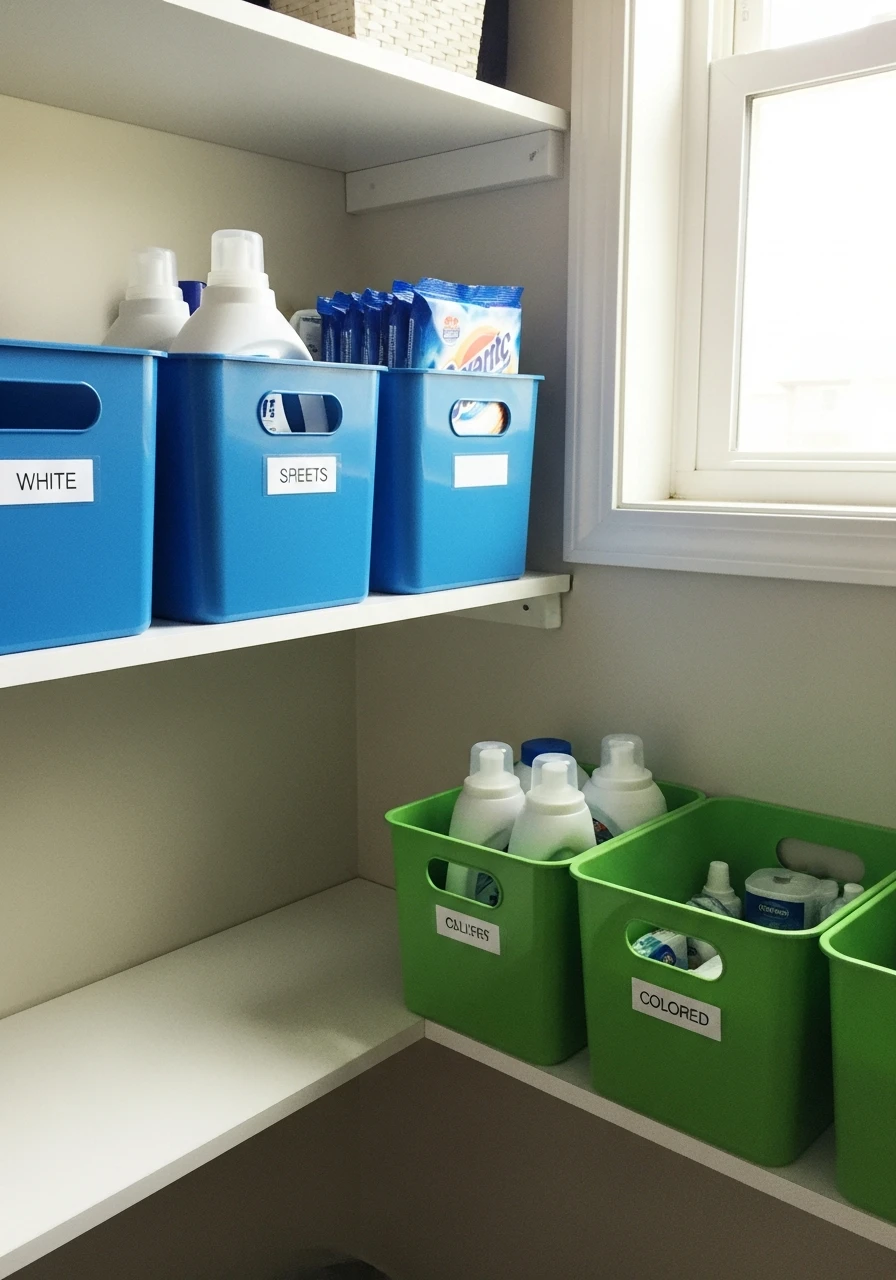 Color-Coded Organization - 45 Smart Laundry Room Storage Ideas That Look High-End