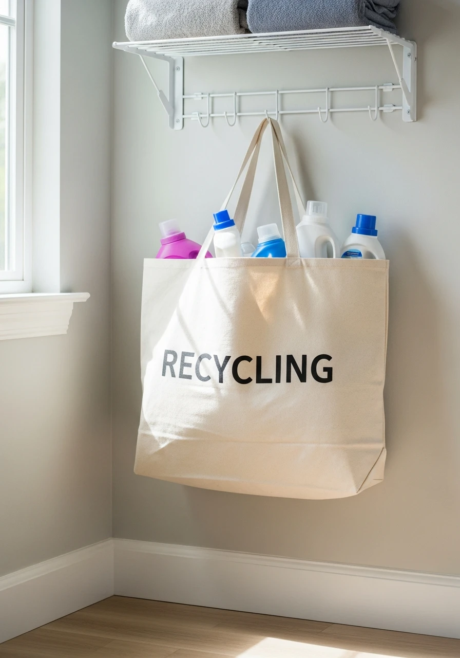 Canvas Recycling Bag - 45 Smart Laundry Room Storage Ideas That Look High-End
