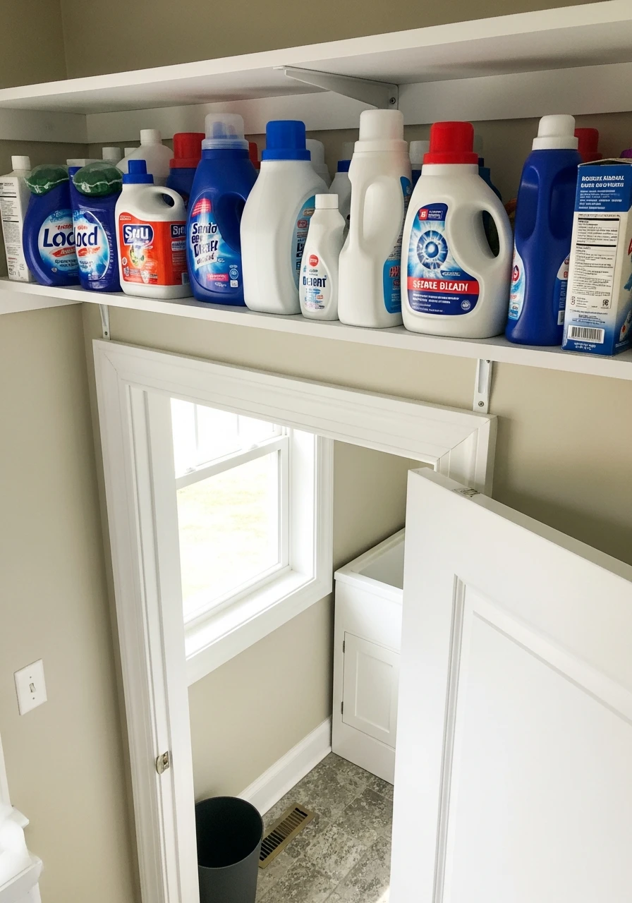 Shelf Above Door Frame - 45 Smart Laundry Room Storage Ideas That Look High-End