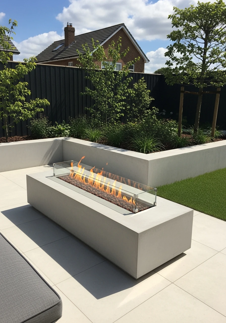 Minimal Fire Features - 50 Modern Garden Ideas to Create Your Dream Outdoor Space