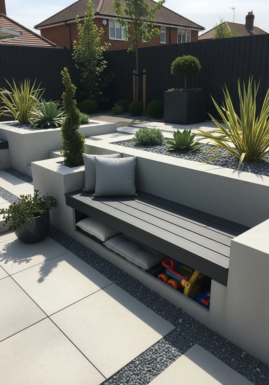 Hidden Storage Seating - 50 Modern Garden Ideas to Create Your Dream Outdoor Space