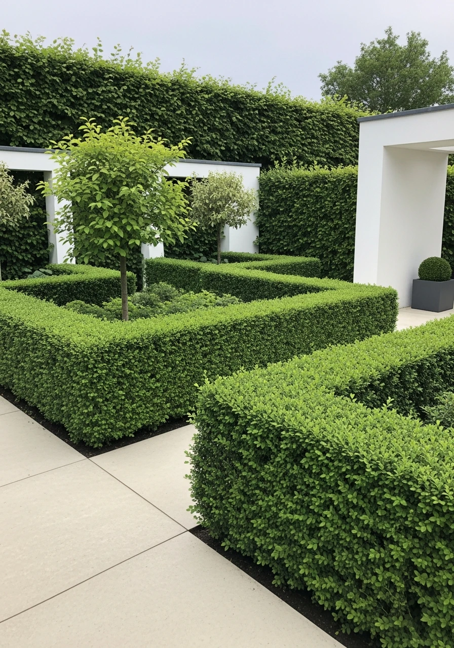Sculpted Hedging Lines - 50 Modern Garden Ideas to Create Your Dream Outdoor Space