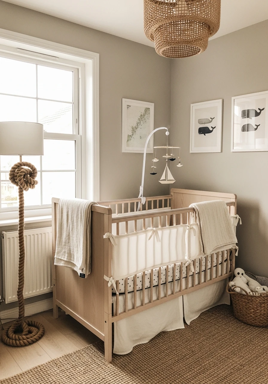Soft Coastal Gray Walls - 30 Simple Nautical Nursery Ideas That Look Expensive