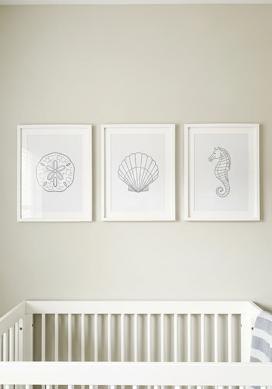 Framed Sand Dollar Art - 30 Simple Nautical Nursery Ideas That Look Expensive