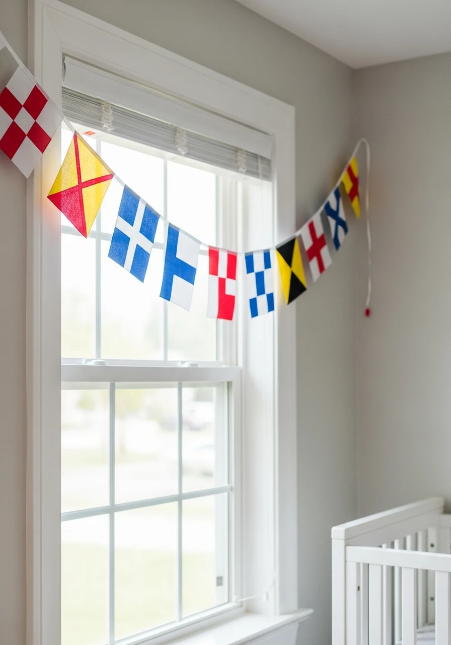 Colorful Signal Flag Banner - 30 Simple Nautical Nursery Ideas That Look Expensive