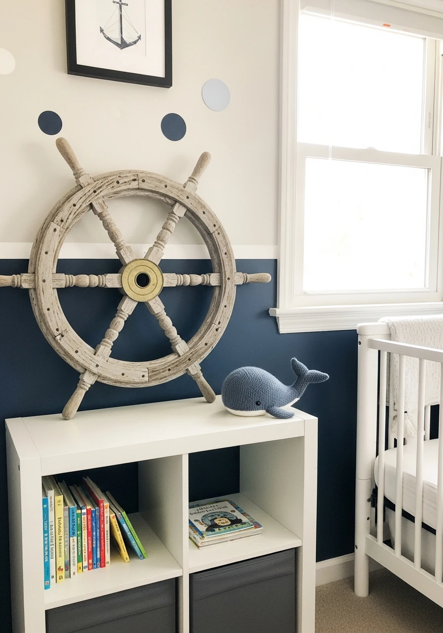 Simple Ship Wheel Decor - 30 Simple Nautical Nursery Ideas That Look Expensive