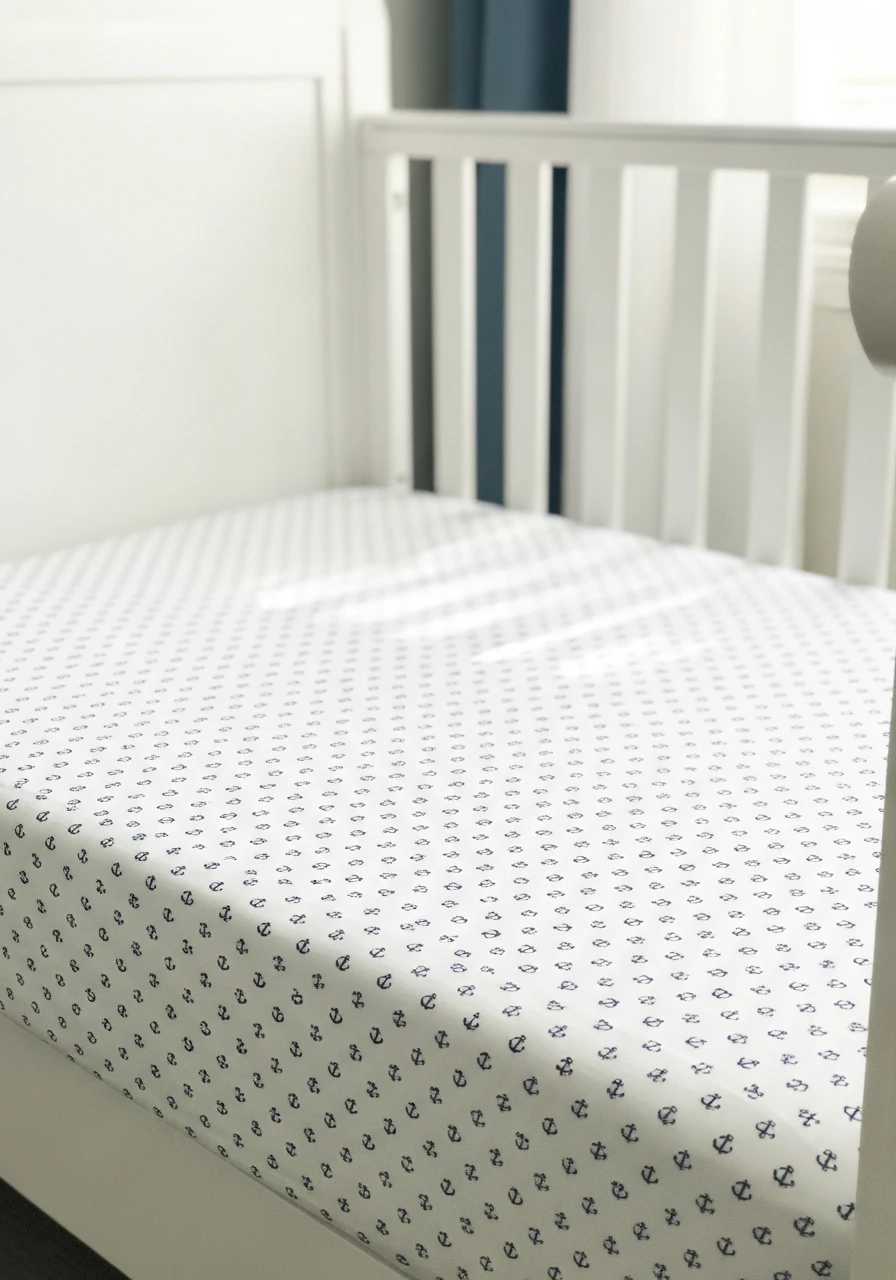 Anchor Print Crib Sheet - 30 Simple Nautical Nursery Ideas That Look Expensive