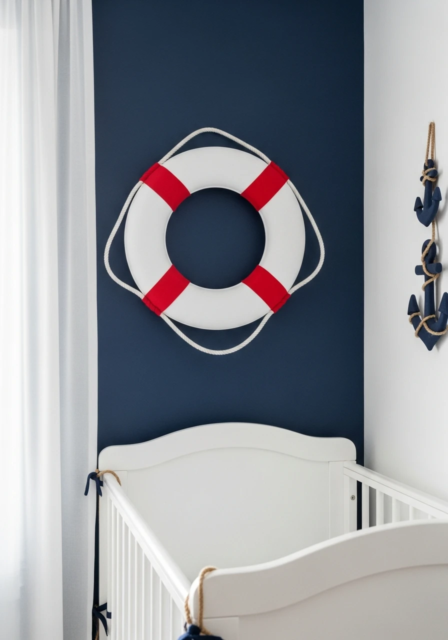 Lifesaver Ring Wall Art - 30 Simple Nautical Nursery Ideas That Look Expensive