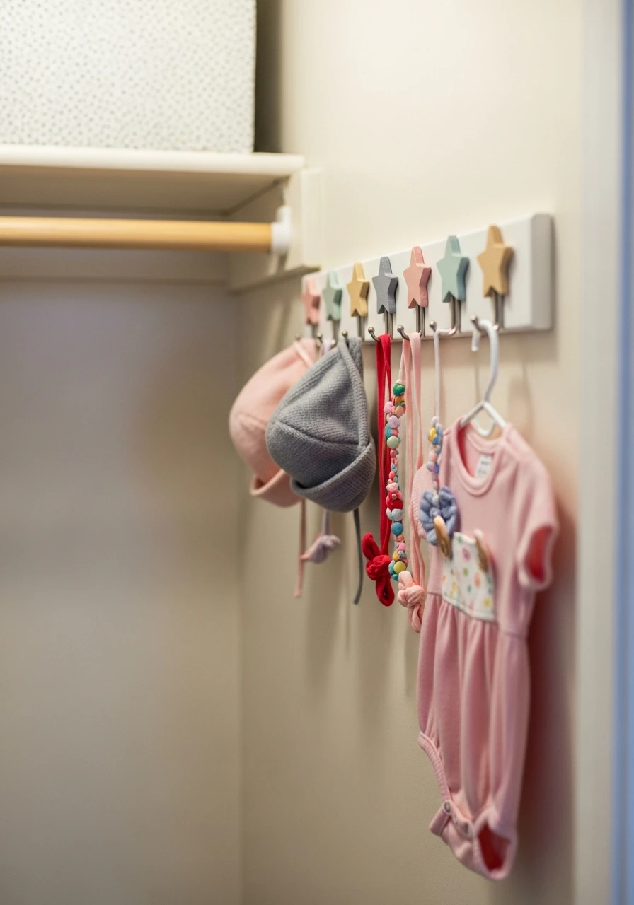 Hooks For Accessories - 30 Genius Nursery Closet Ideas That Look High-End On A Budget