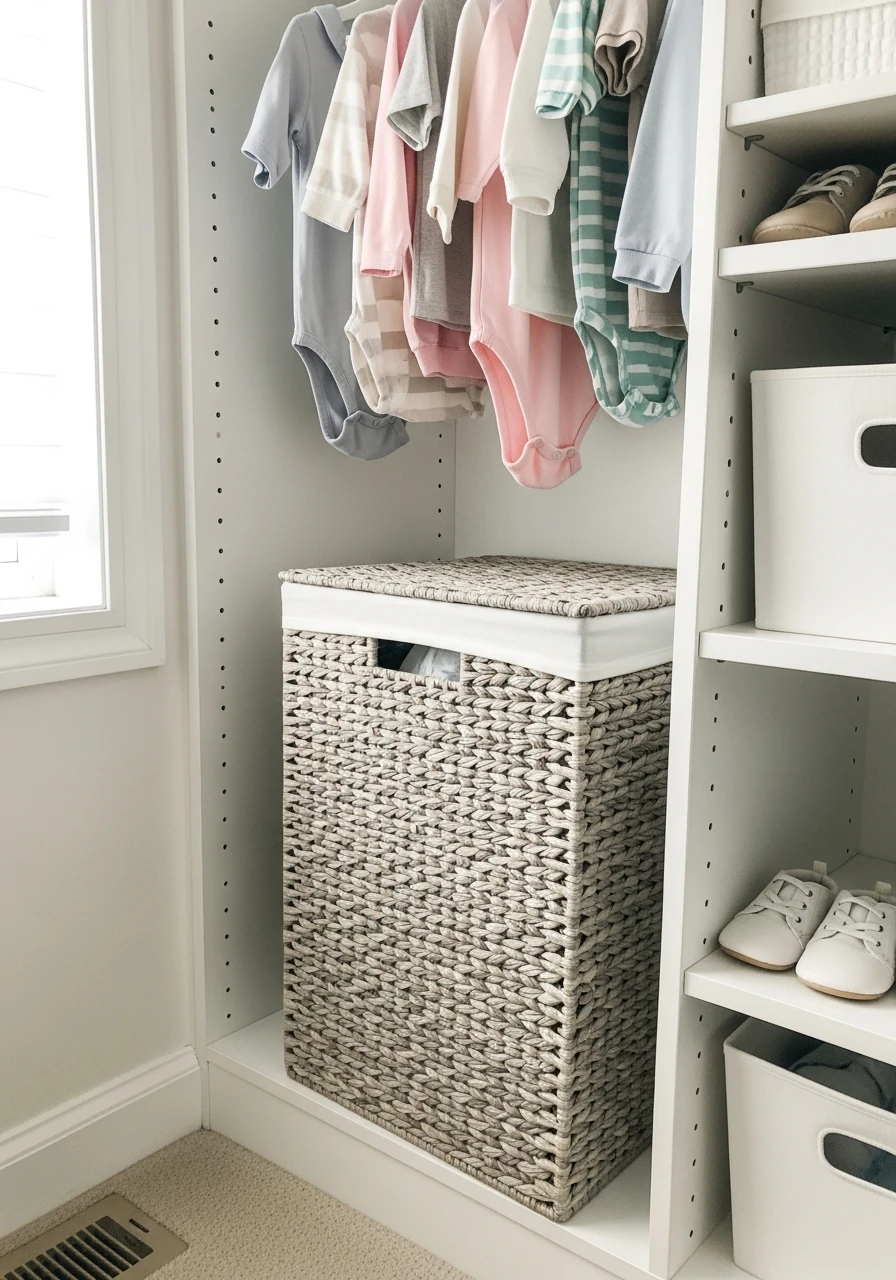Hidden Laundry Hamper - 30 Genius Nursery Closet Ideas That Look High-End On A Budget