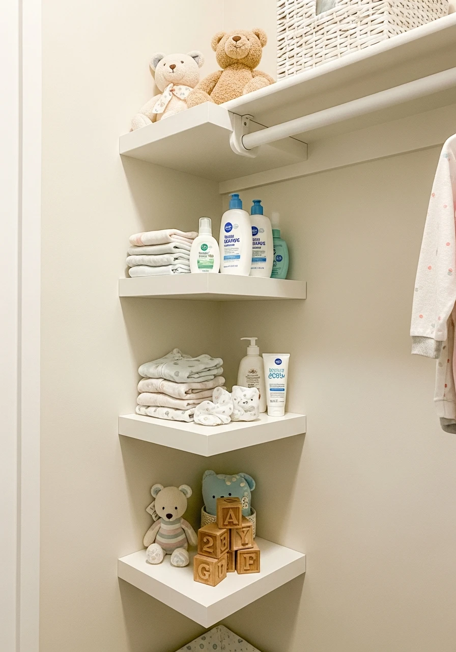 Add Floating Shelves - 30 Genius Nursery Closet Ideas That Look High-End On A Budget
