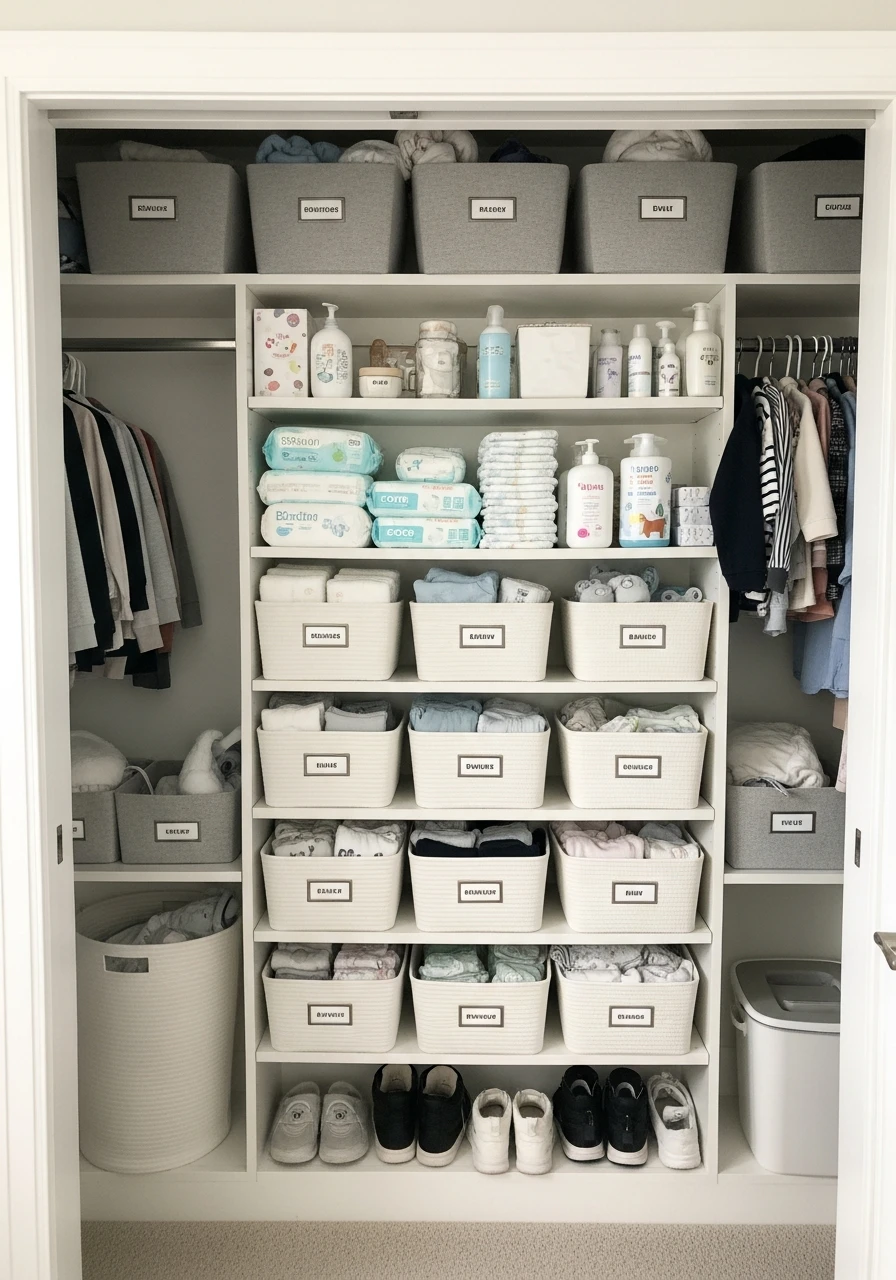 Eye Level Essentials - 30 Genius Nursery Closet Ideas That Look High-End On A Budget