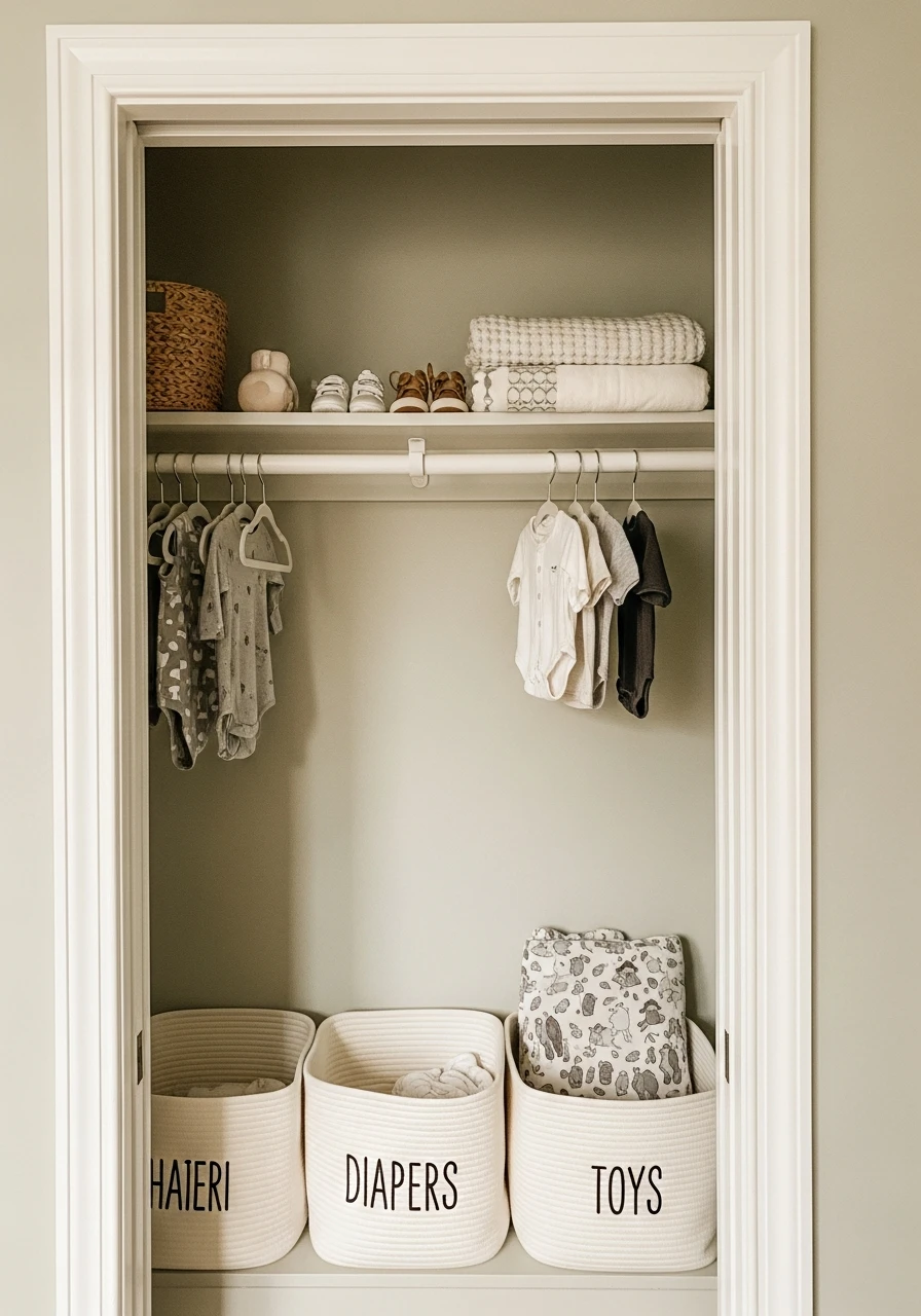 Paint A Warm Backdrop - 30 Genius Nursery Closet Ideas That Look High-End On A Budget