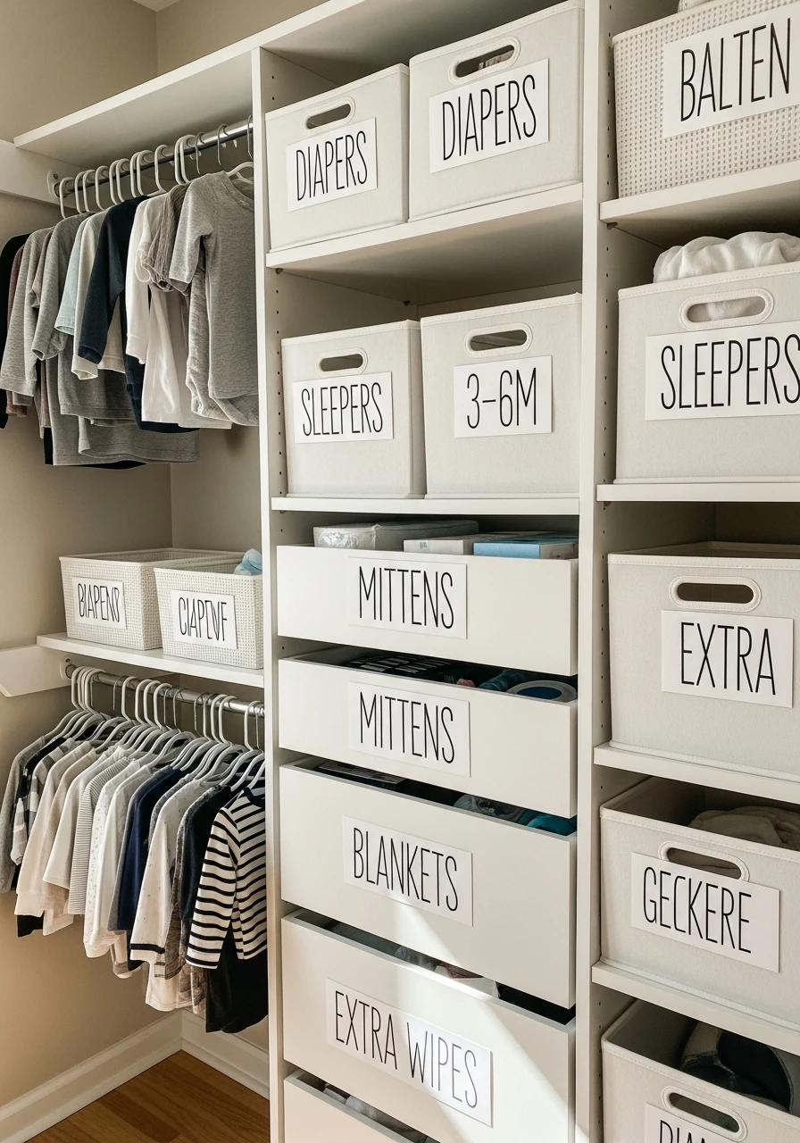 Easy Labeling System - 30 Genius Nursery Closet Ideas That Look High-End On A Budget
