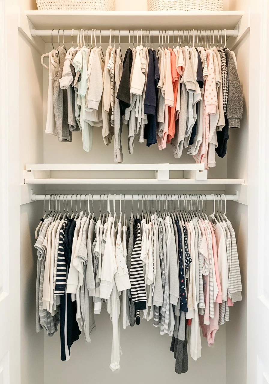 Maximize Vertical Space - 30 Genius Nursery Closet Ideas That Look High-End On A Budget