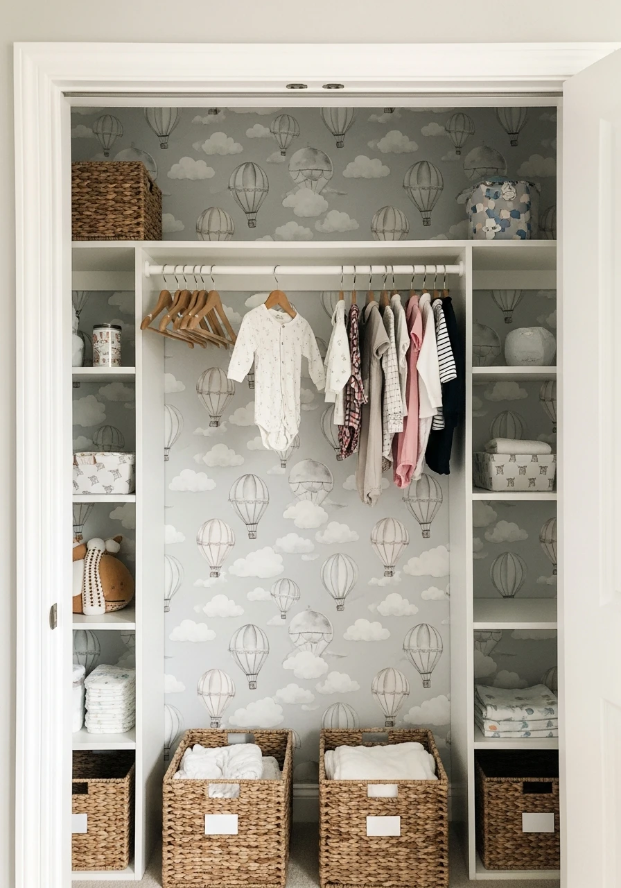 Wallpaper The Closet Walls - 30 Genius Nursery Closet Ideas That Look High-End On A Budget