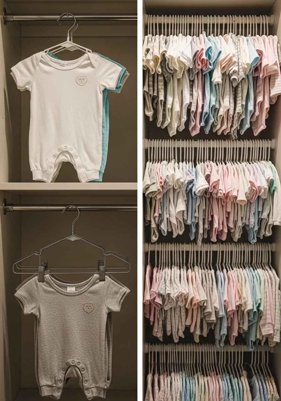 Baby Hangers Save Space - 30 Genius Ideas for Nursery Closet Organization
