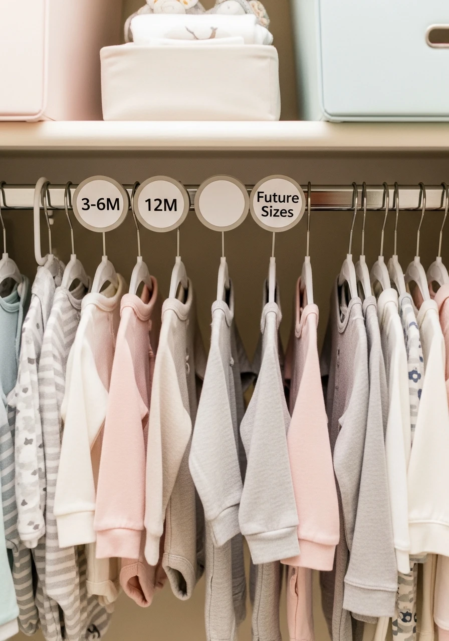 Size Dividers on Rods - 30 Genius Ideas for Nursery Closet Organization