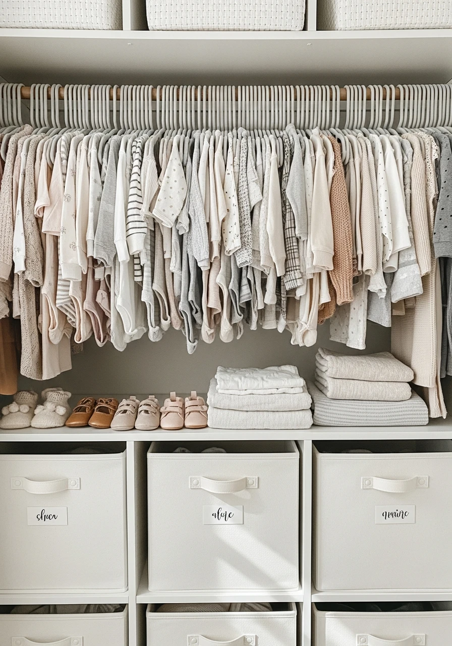Matching Hangers Look Best - 30 Genius Ideas for Nursery Closet Organization