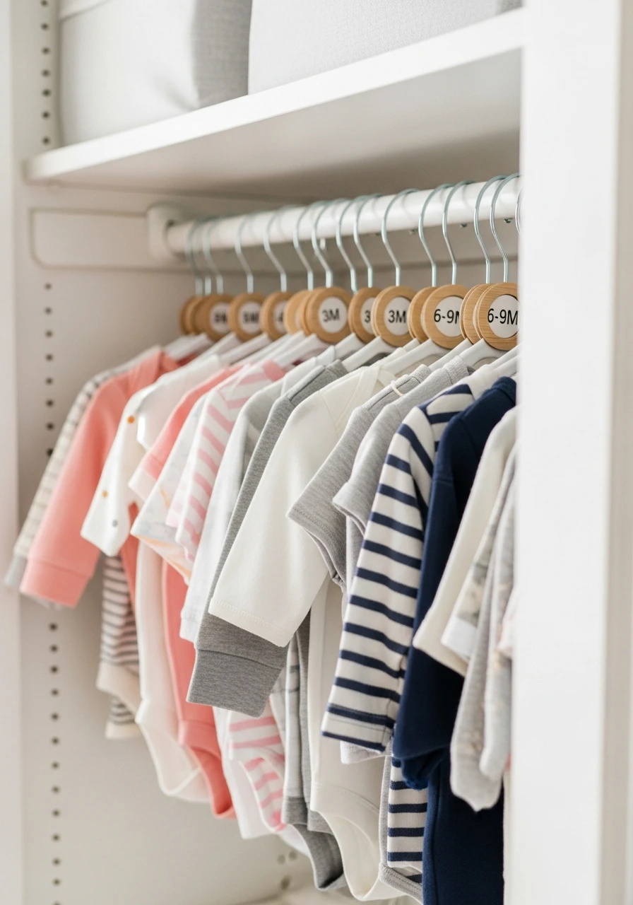 Hanger Tags for Sizes - 30 Genius Ideas for Nursery Closet Organization