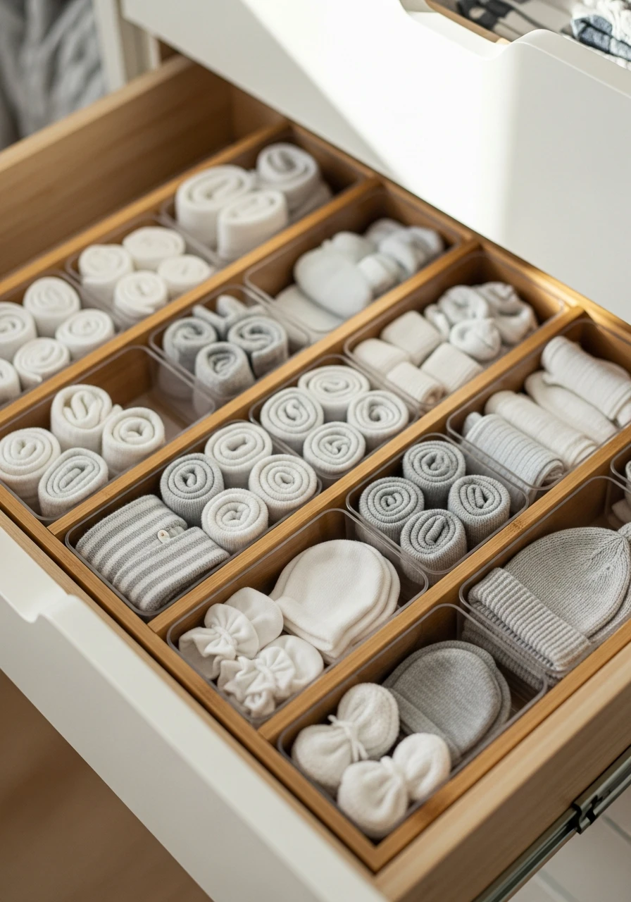 Divide Drawers for Tiny Things - 30 Genius Ideas for Nursery Closet Organization