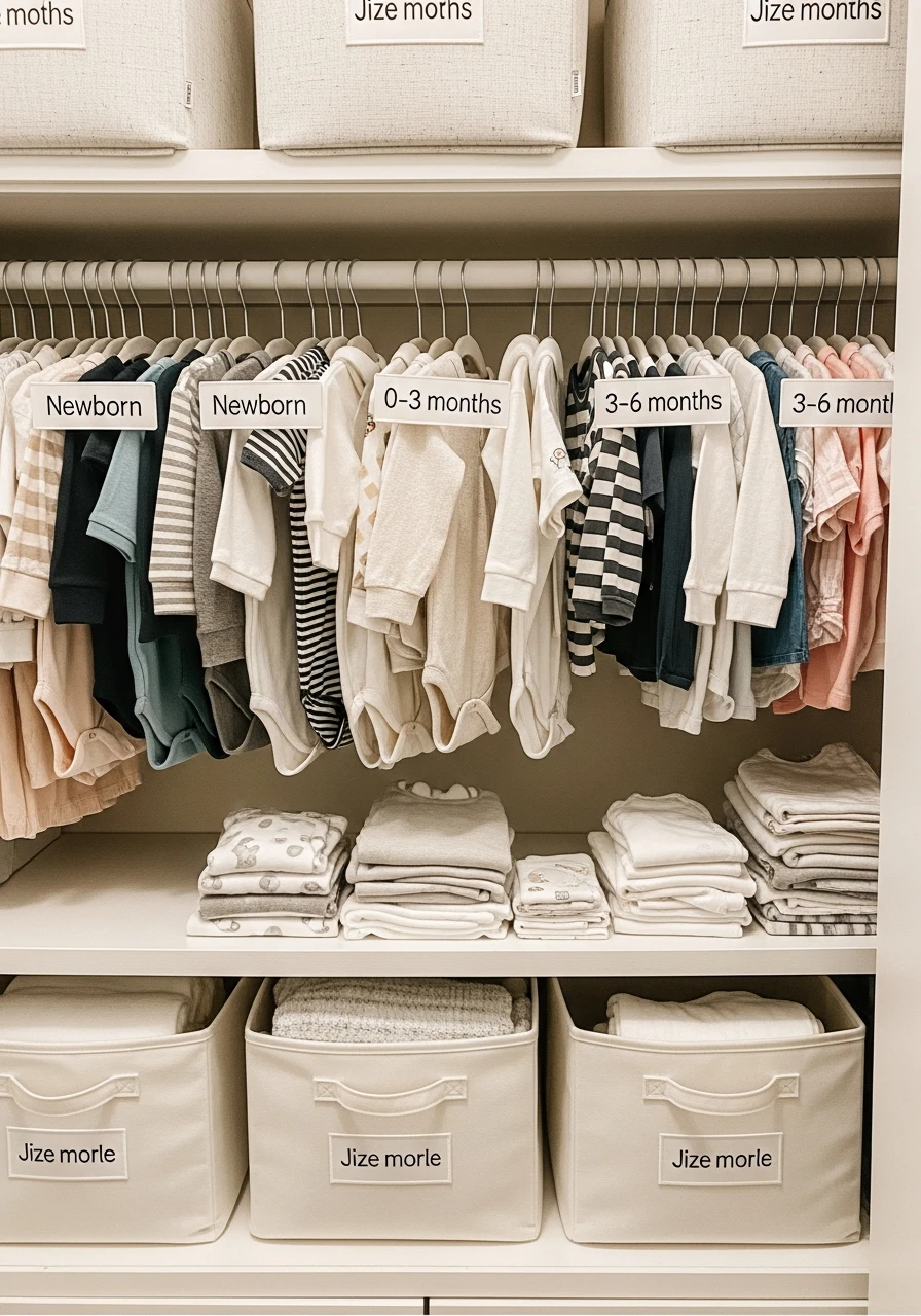 Group Clothes By Size - 30 Genius Ideas for Nursery Closet Organization