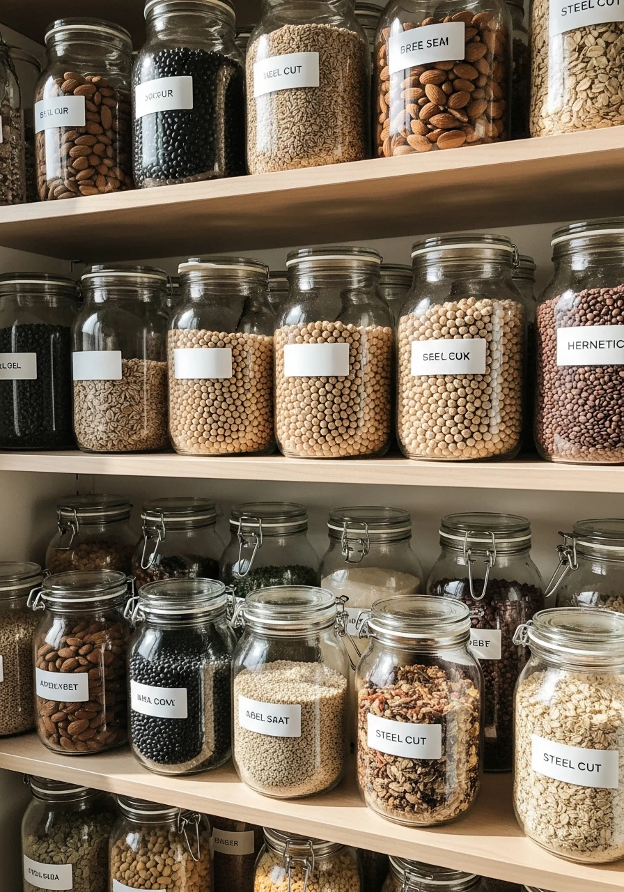 Glass Jar Bulk Storage - 50 Brilliant Pantry Organization Ideas for a Perfect Kitchen