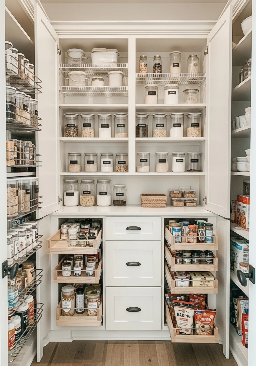 Built-In Walk-In Storage - 50 Brilliant Pantry Organization Ideas for a Perfect Kitchen