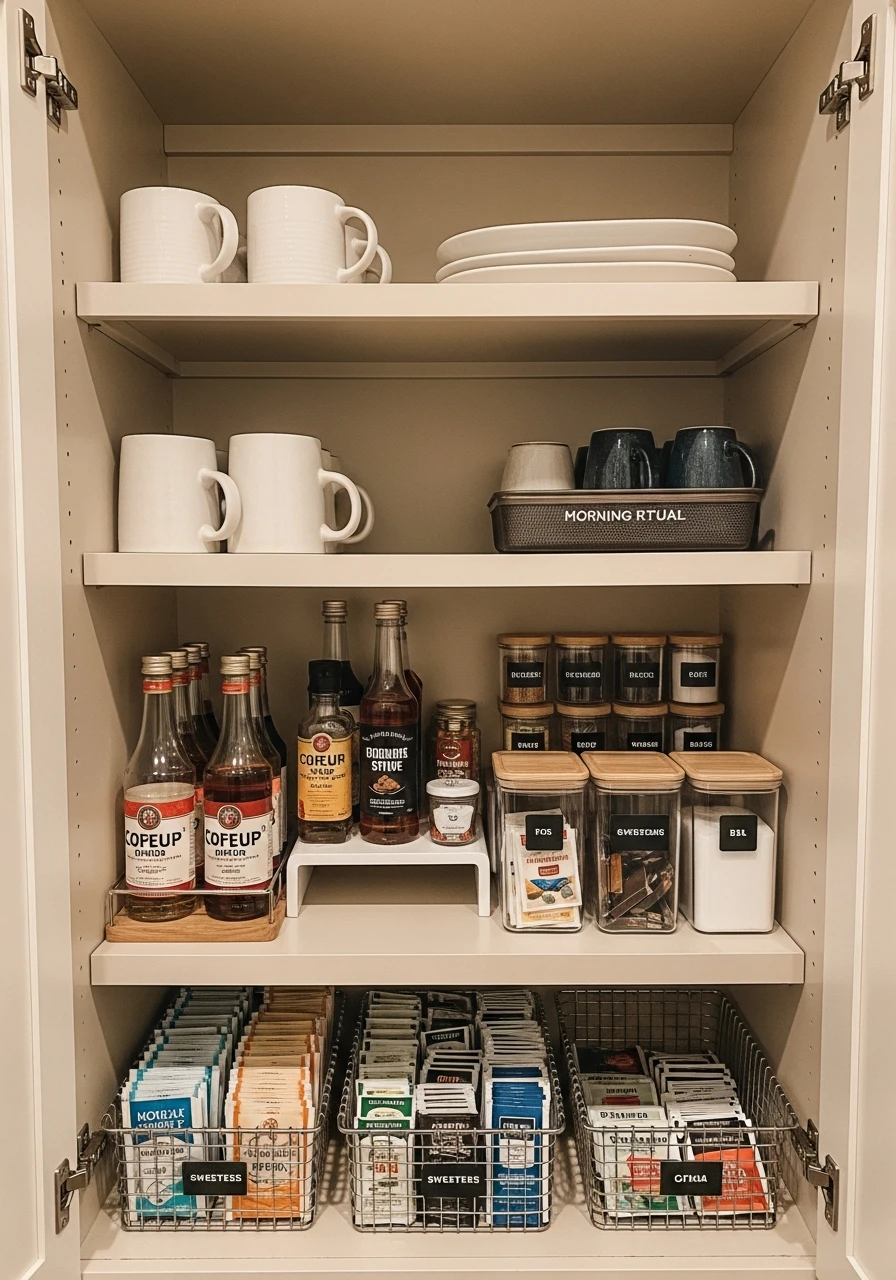 Beverage Coffee Station - 50 Brilliant Pantry Organization Ideas for a Perfect Kitchen
