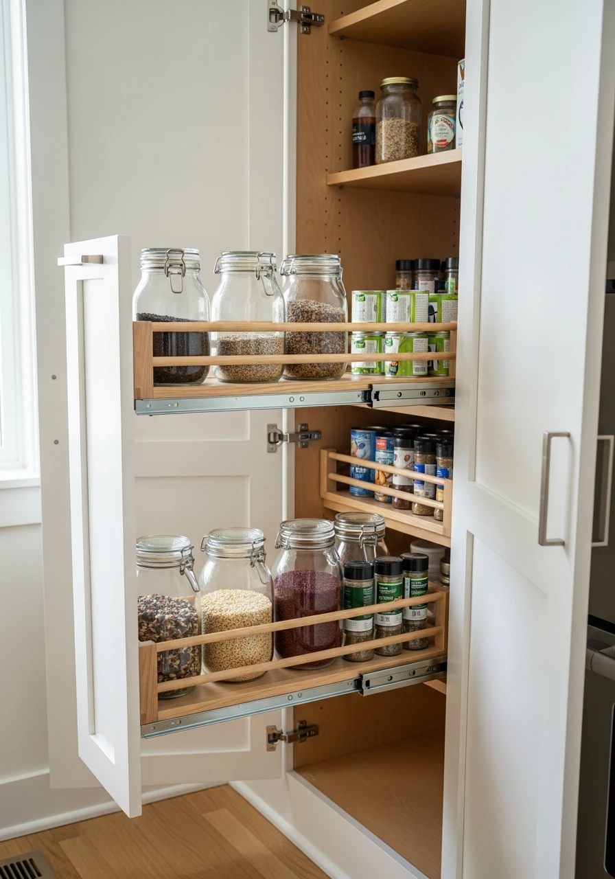 Install Pull-Out Shelves - 50 Brilliant Pantry Organization Ideas for a Perfect Kitchen