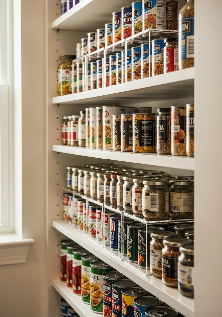 Stackable Shelf Risers - 50 Brilliant Pantry Organization Ideas for a Perfect Kitchen