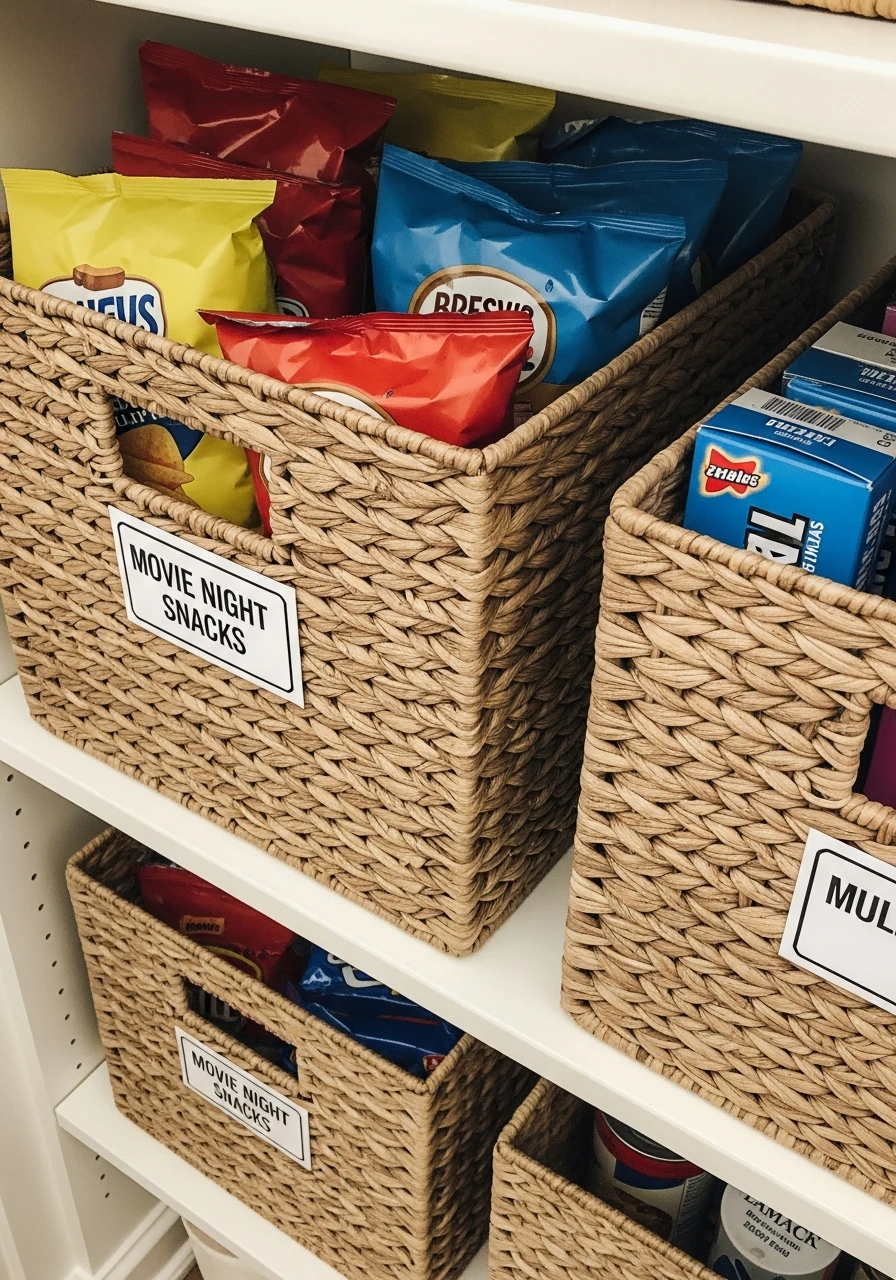 Basket and Bin Storage - 50 Brilliant Pantry Organization Ideas for a Perfect Kitchen