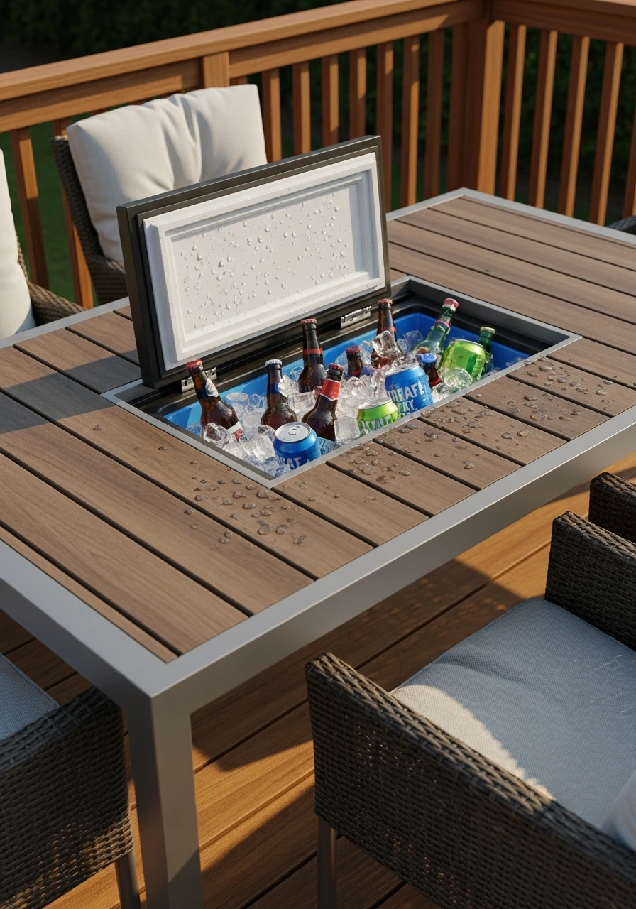 Tables with Built-In Coolers - 50 Gorgeous Patio Furniture Ideas for a High-End Look on a Budget