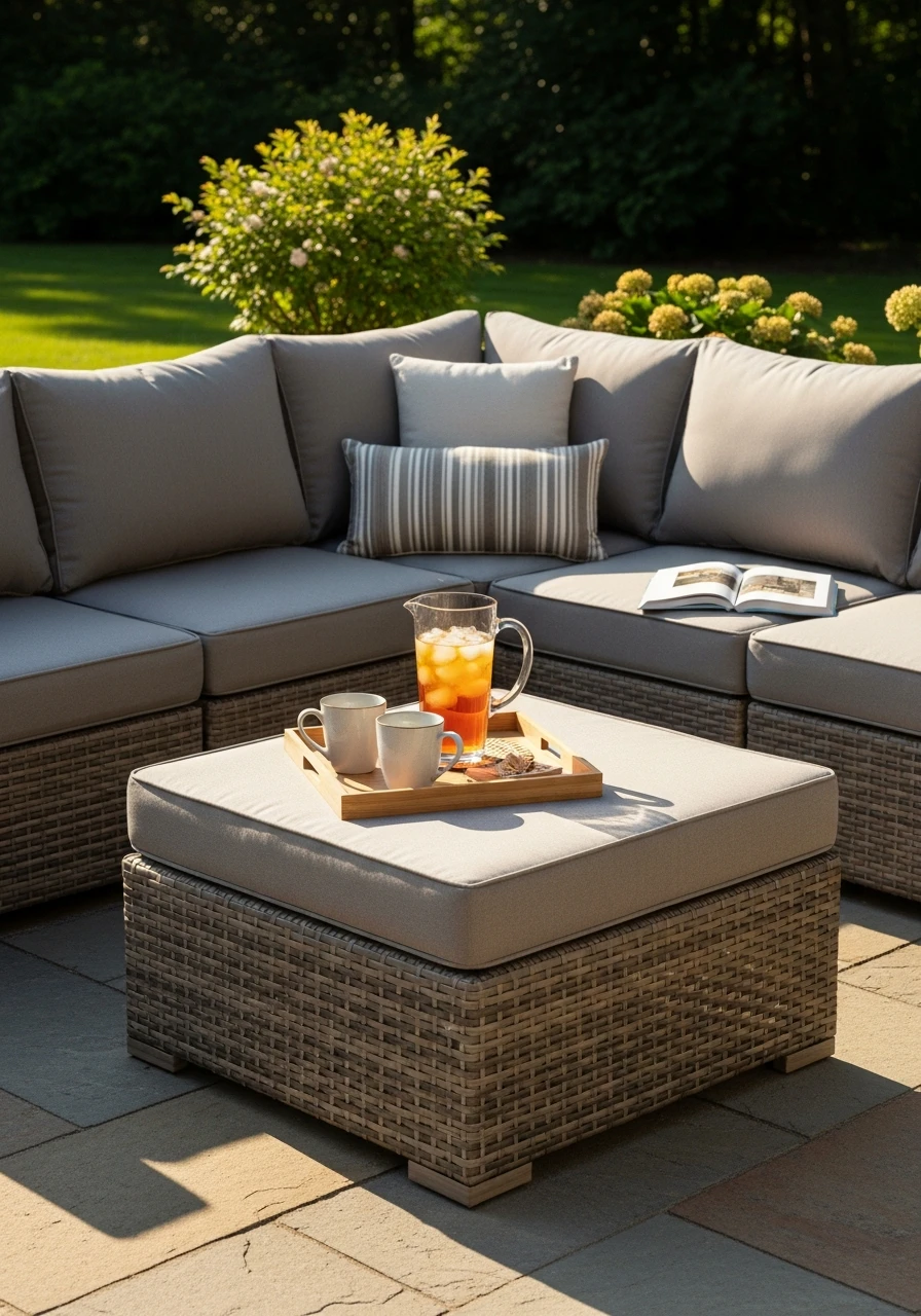 Sofa and Ottoman Patio Combos - 50 Gorgeous Patio Furniture Ideas for a High-End Look on a Budget