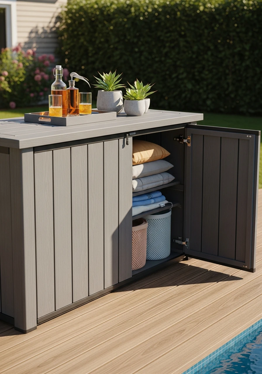 Outdoor Storage Cabinets - 50 Gorgeous Patio Furniture Ideas for a High-End Look on a Budget