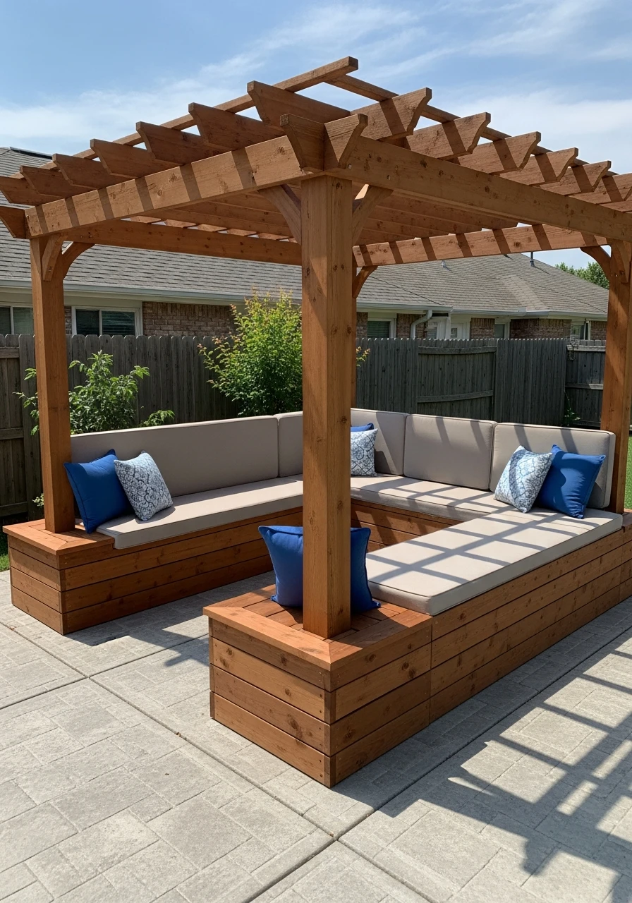 Pergola Seating with Benches - 50 Gorgeous Patio Furniture Ideas for a High-End Look on a Budget
