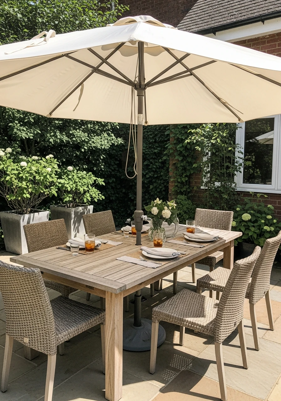 Dining Tables with Umbrella Support - 50 Gorgeous Patio Furniture Ideas for a High-End Look on a Budget