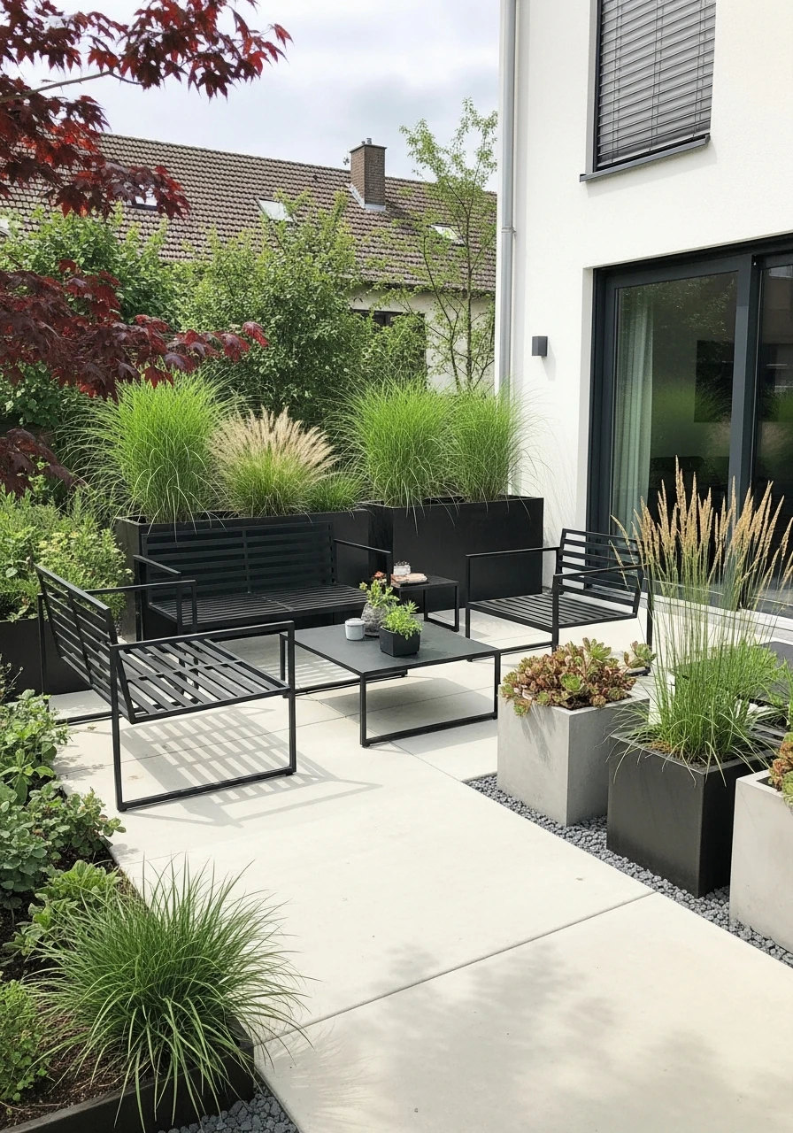 Industrial Chic Concrete Patio Garden