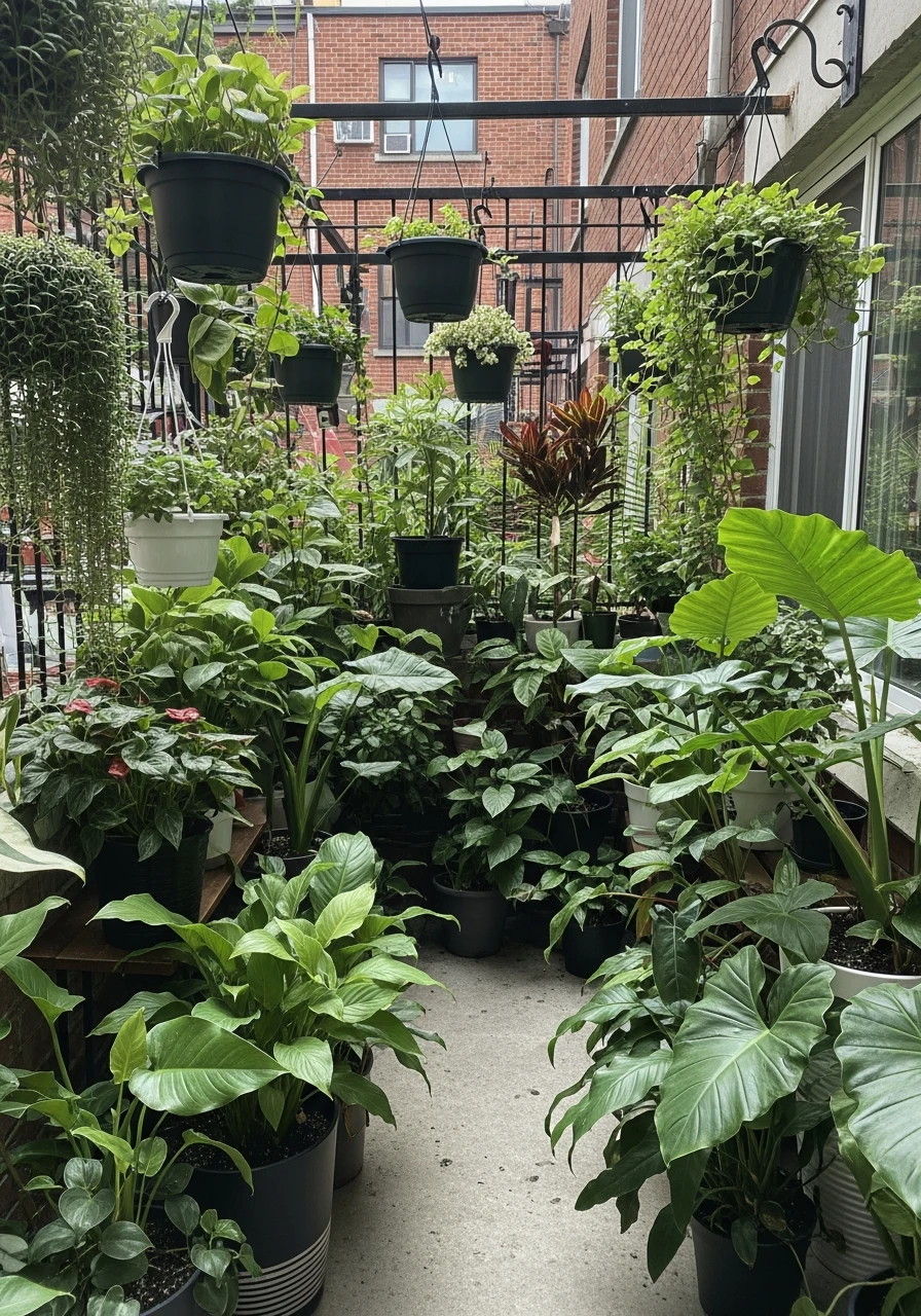 Urban Jungle Patio With Dense Greenery