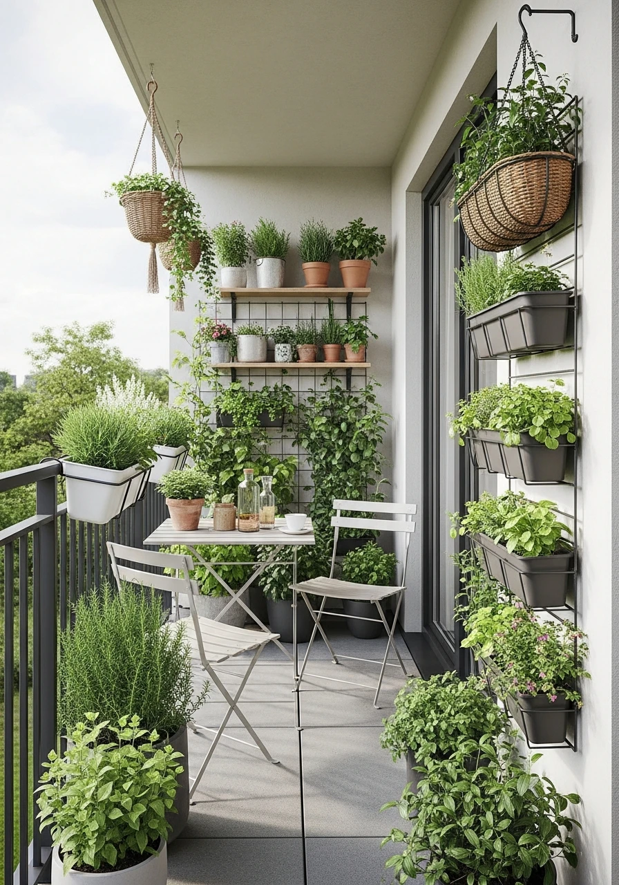 Compact Balcony-Style Patio Garden Design