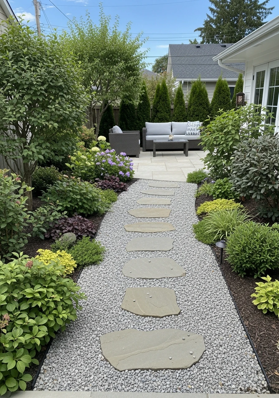 Gravel and Stepping-Stone Patio Pathway