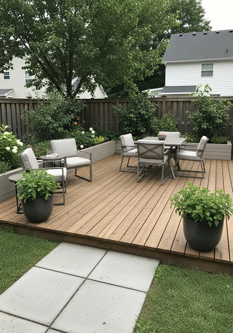 Rustic Wooden Deck Patio Garden