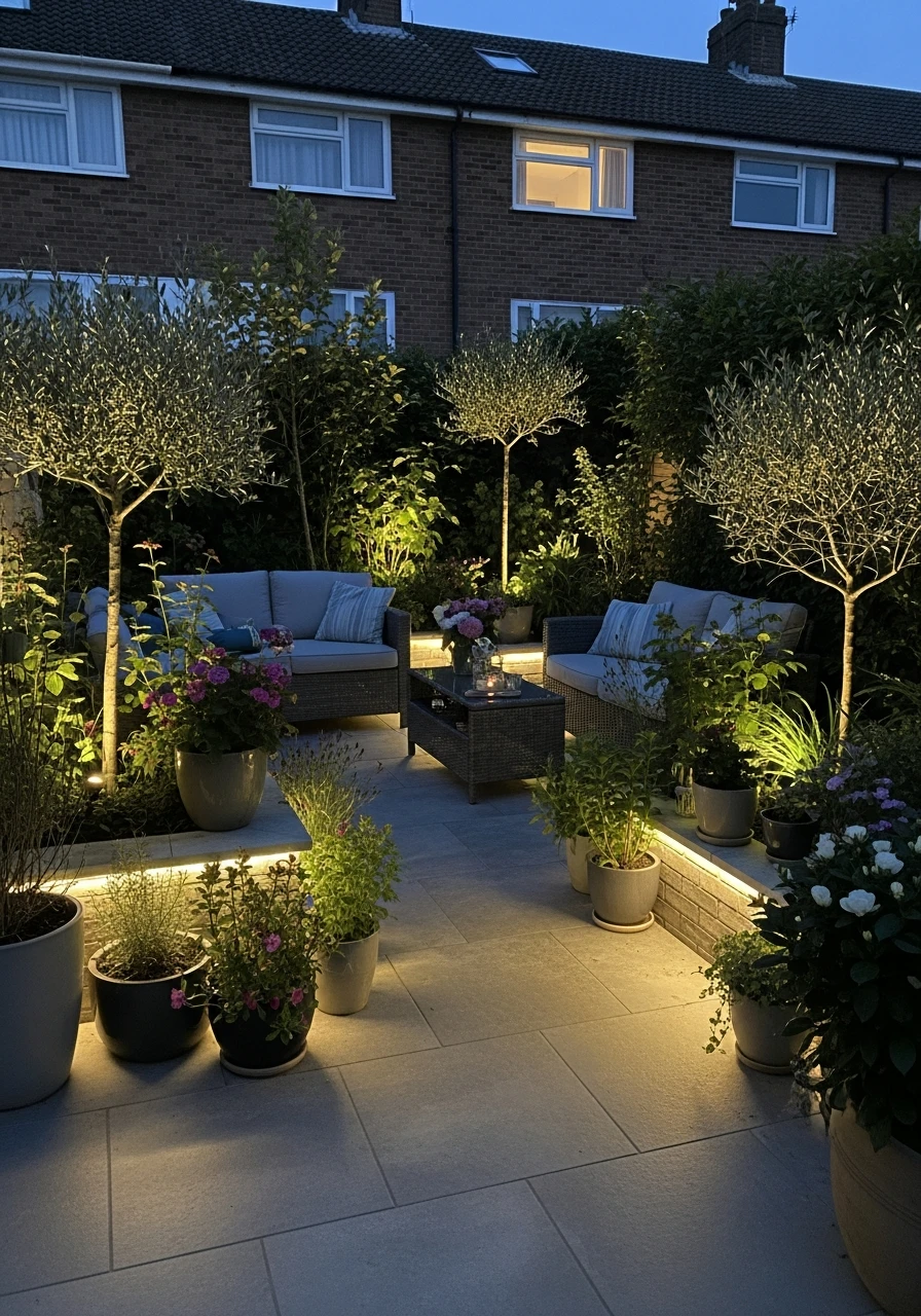 LED-Lit Evening Patio Garden Layout