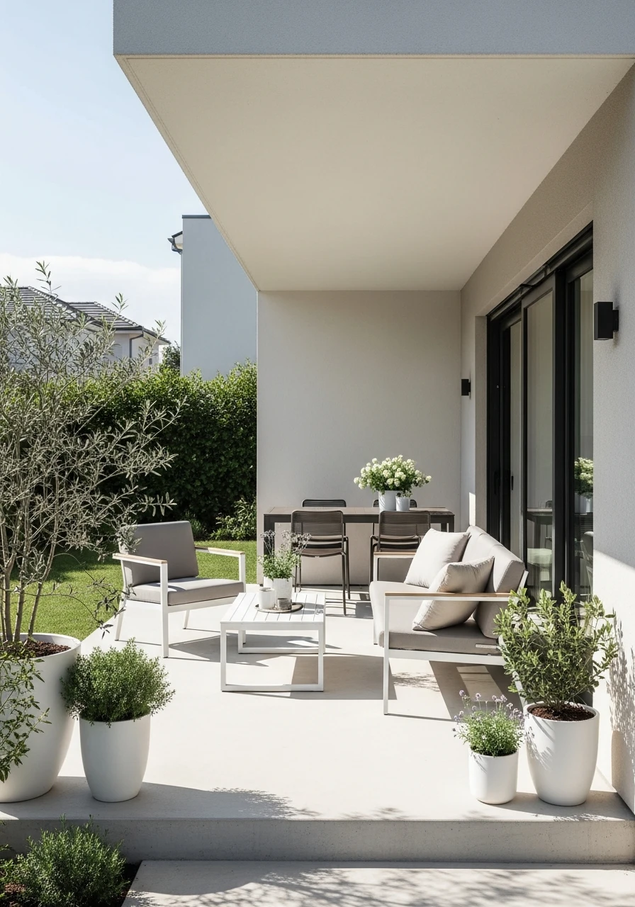 Minimalist Neutral-Tone Outdoor Patio Room