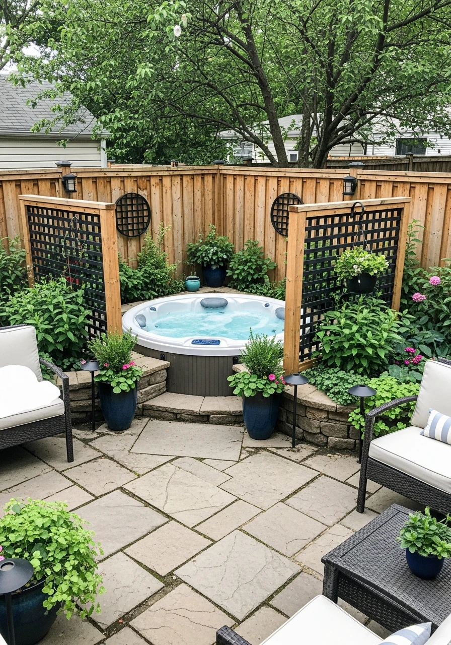 Small Hot Tub Patio Garden Retreat